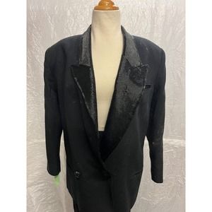 Funky 80s Beaded Black Jacket Skirt Suit 2pc Set, Eleanor P Brenner, Vintage ...